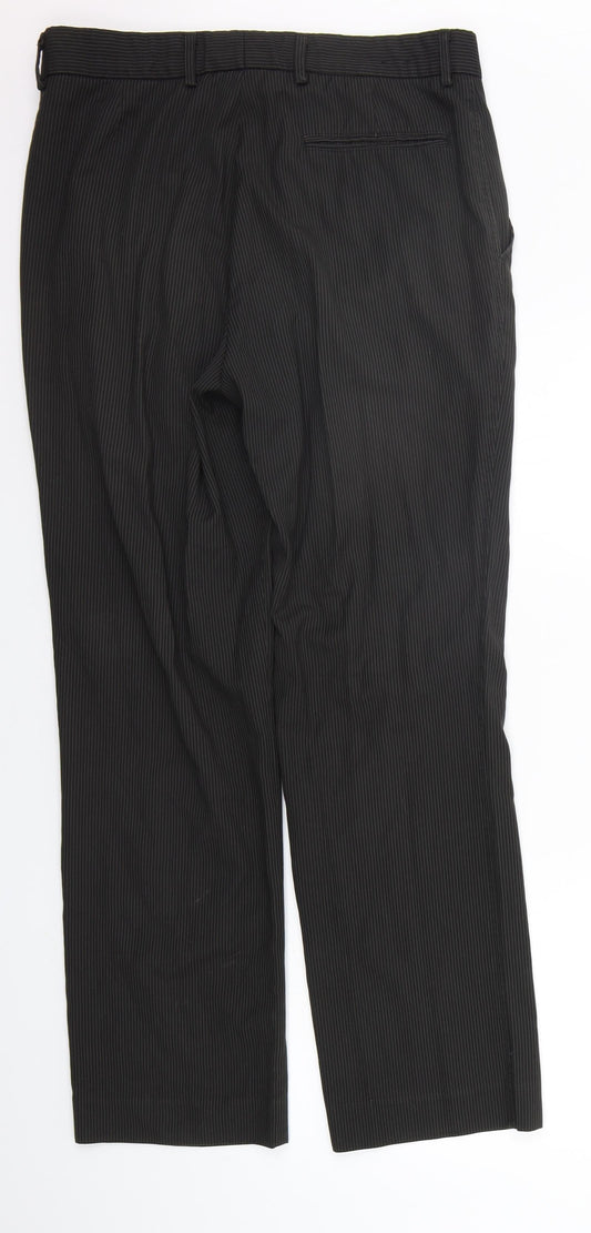 F&F Womens Black Striped Trousers Size 32 in L31 in