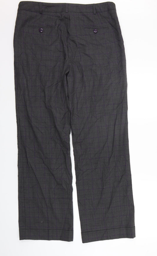 Marks and Spencer Womens Grey Check Sweatpants Trousers Size 16 L21 in