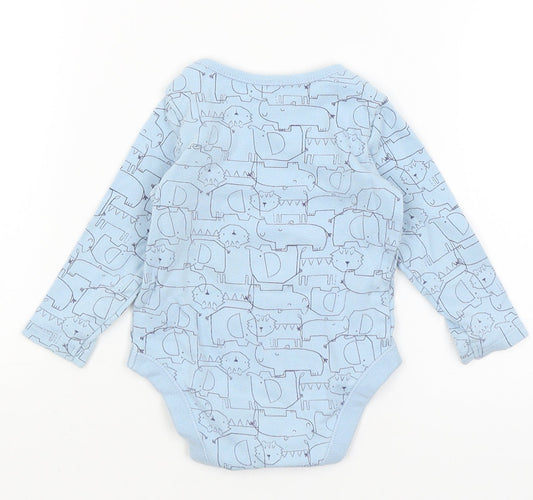 Preworn Baby Blue Romper One-Piece Size 6-9 Months - Animals