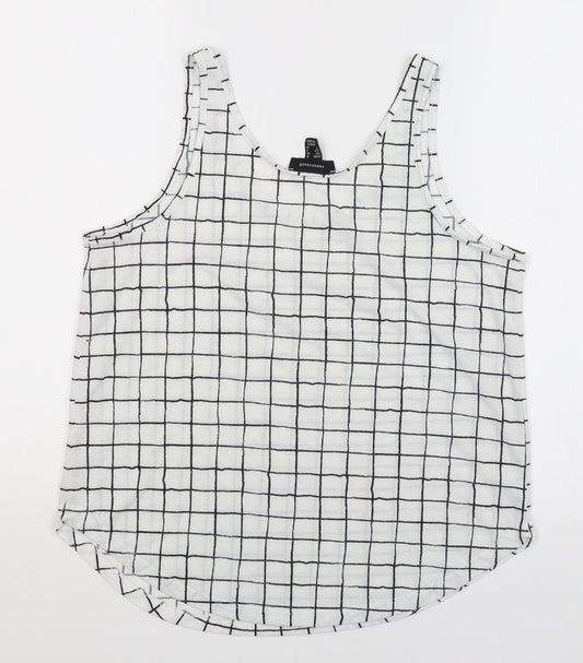 Atmosphere Womens White Check Basic Tank Size 12