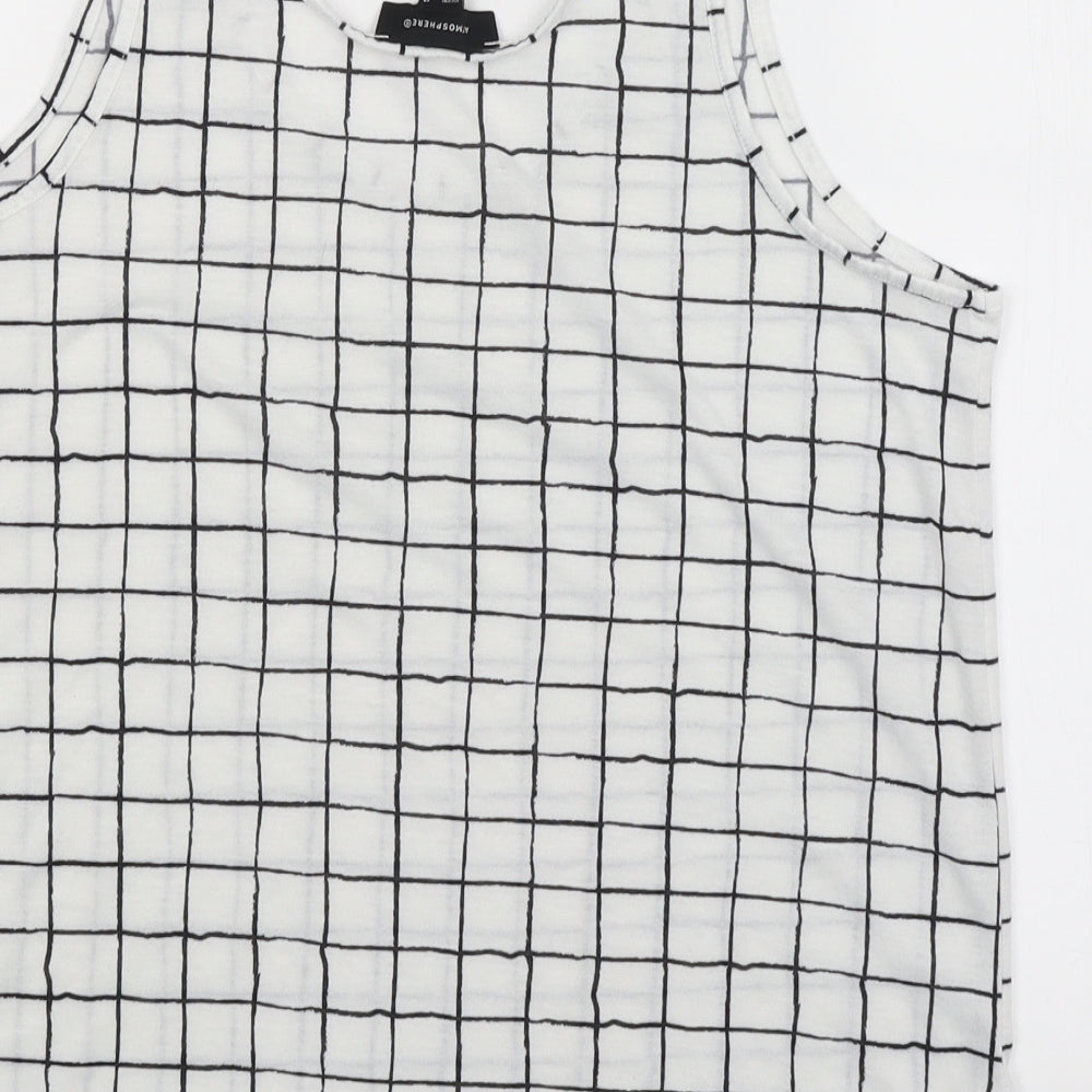 Atmosphere Womens White Check Basic Tank Size 12
