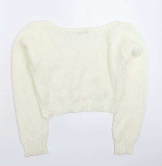 PRETTYLITTLETHING Womens White Knit Pullover Jumper Size S