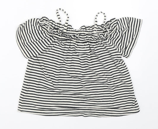 NEXT Girls Ivory Striped Basic Blouse Size 6 Years