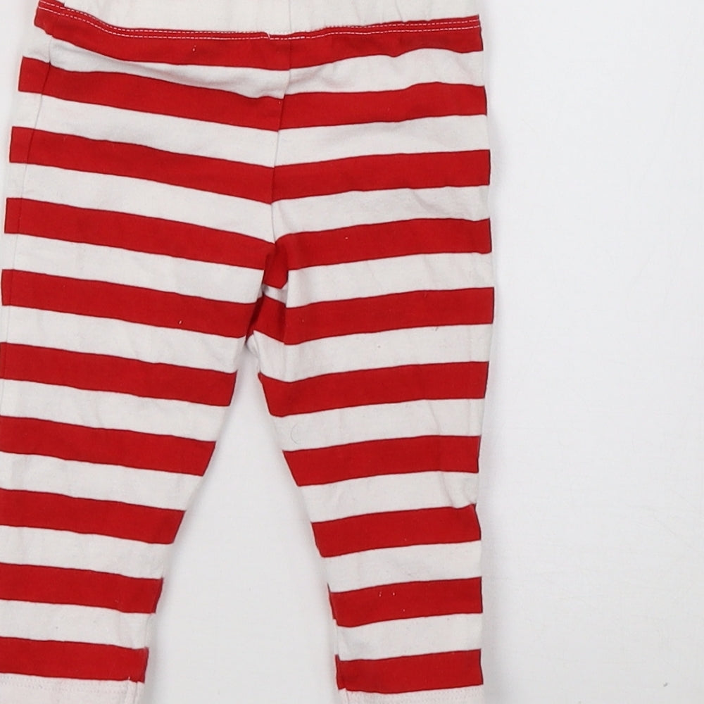 Brand and care label for F&F Baby Red Striped sweatpants, size 3-6, Months