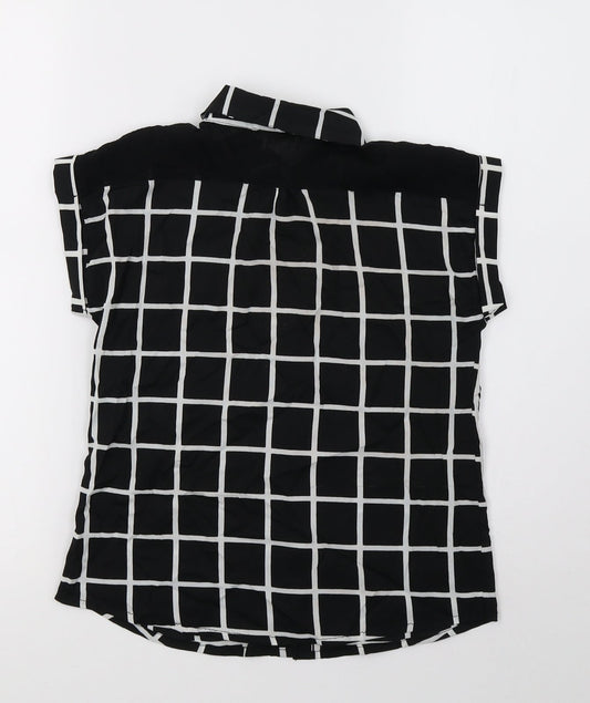 River Island Girls Black Check Basic Button-Up Size 10 Years