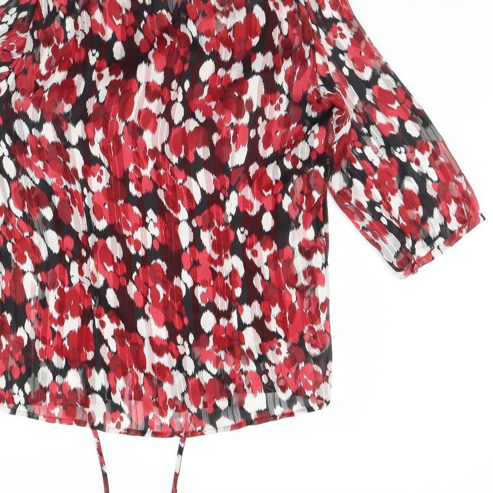 Minuet Womens Red Polka Dot Basic Blouse Size 14