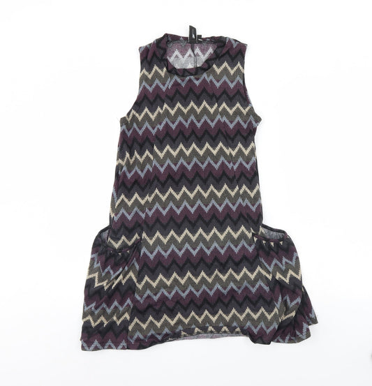 Additional front view of Izabel women’s purple geometric mini, size UK 8