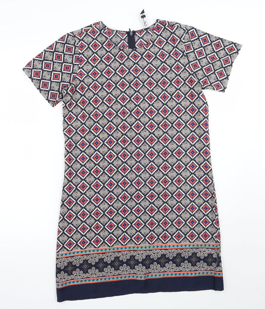 Influence Womens Blue Geometric A-Line Size 8