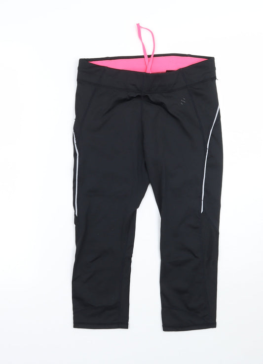 Work out Womens Black Cropped Leggings Size S