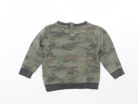 Babaluno Boys Green Camouflage Pullover Jumper Size 12-18 Months