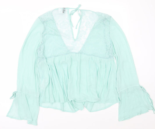 H&M Womens Green Basic Blouse Size 12