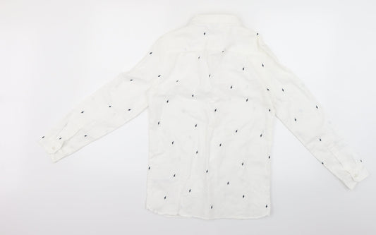 Marks & Spencer Boys White Geometric Basic Button-Up Size 12-13 Years