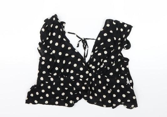 Womens UK Size 8 Topshop Black Wrap Blouse