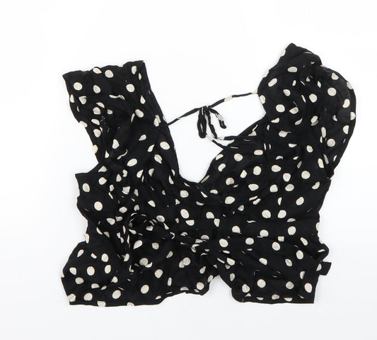 Womens UK Size 8 Topshop Black Wrap Blouse