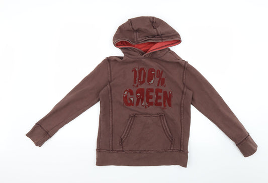 100% green Boys Brown Geometric Pullover Hoodie Size 10 Years