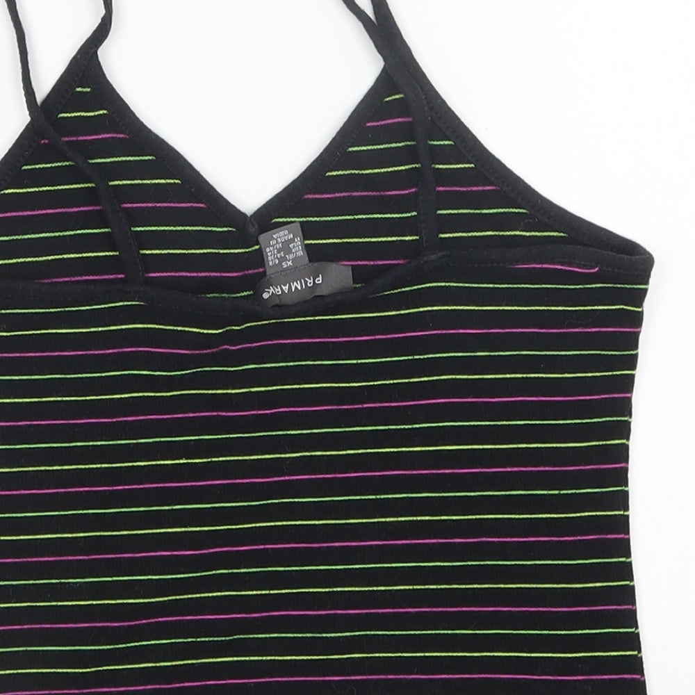 primark Womens Multicoloured Striped Cropped T-Shirt Size XS