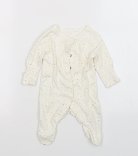 Earlydays Girls White Polka Dot Babygrow One-Piece Size Newborn