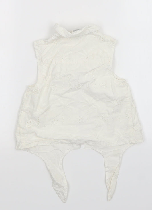 TU Girls White Floral Basic Button-Up Size 7 Years