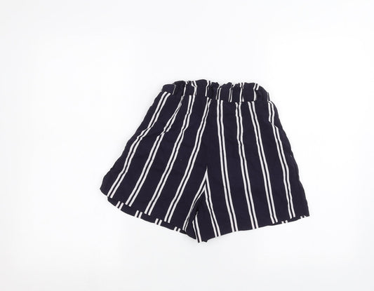 H&M Womens Blue Striped Paperbag Shorts Size 4