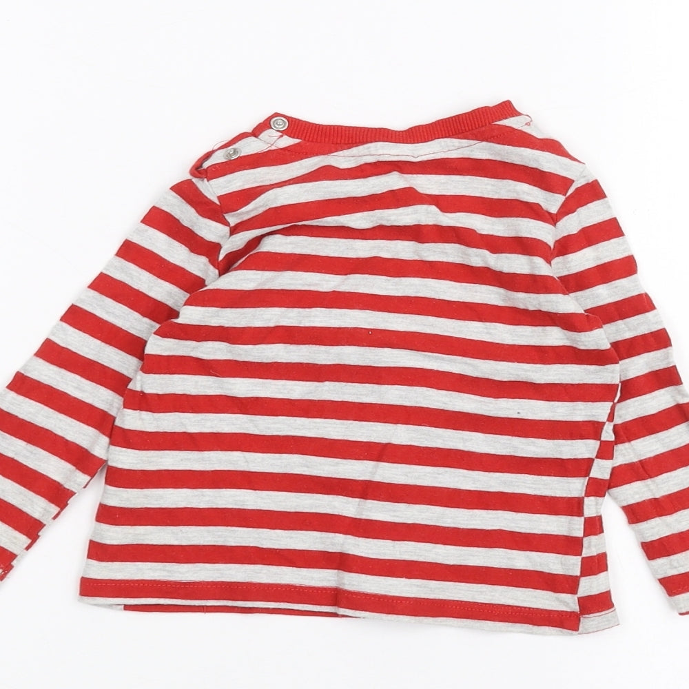Brand and care label for So Cute Baby Grey Striped Basic T-Shirt, size 9-12, Months - christmas