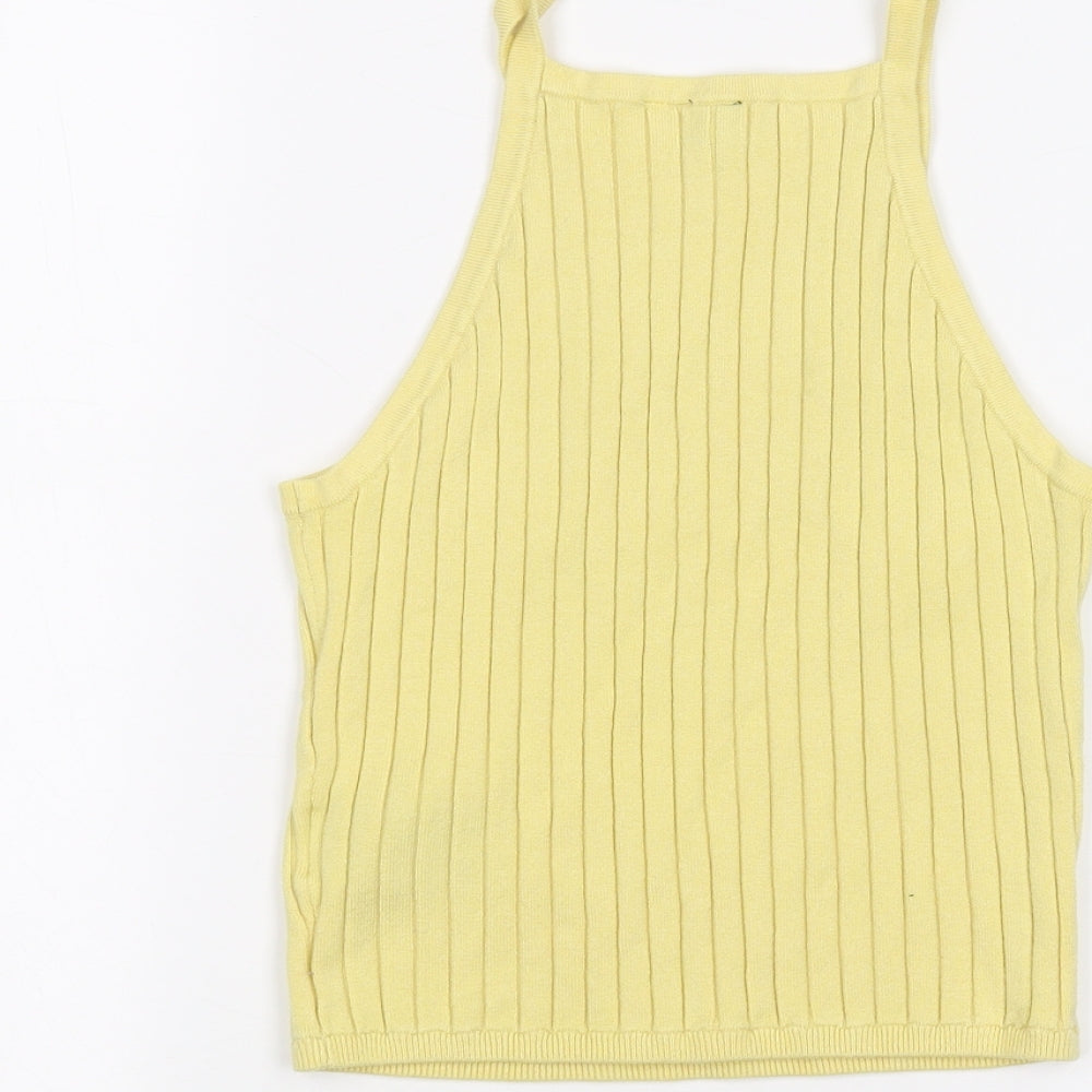 Womens UK Size S H&M Yellow Basic Tank