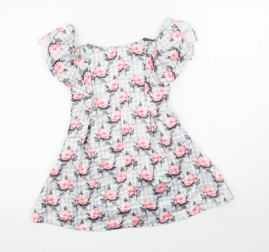 Peppermint Girls Grey Floral Fit & Flare Size 2-3 Years