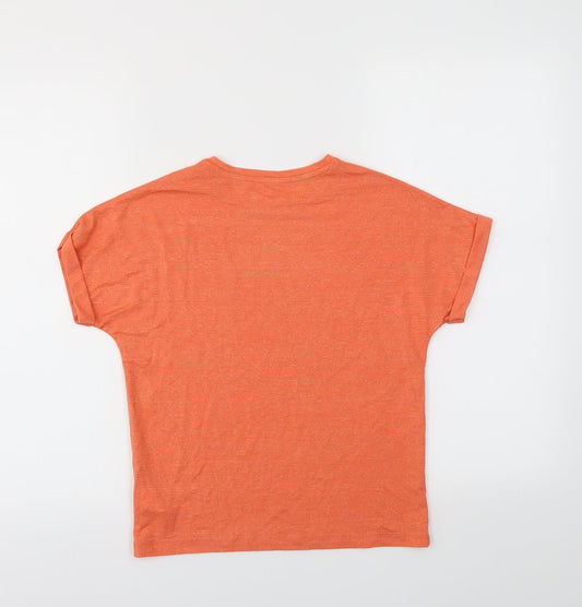 name it Girls Orange Striped Basic T-Shirt Size 9-10 Years