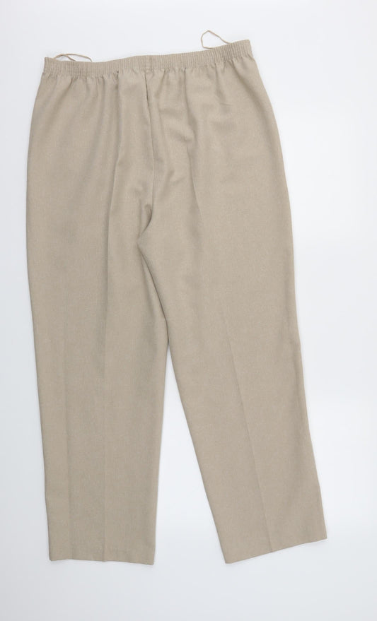 BM Womens Beige Trousers Size 16 L28 in - Elastic Waist Band