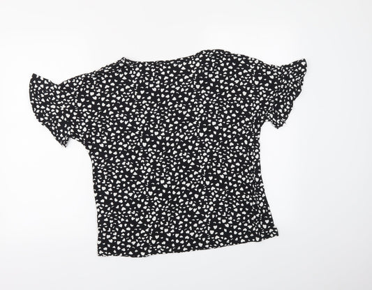 George Womens Black Polka Dot Basic Blouse Size 14