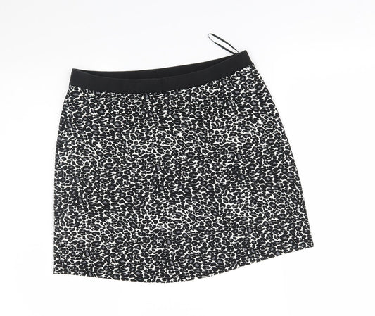George Womens Black Animal Print A-Line Skirt Size 10