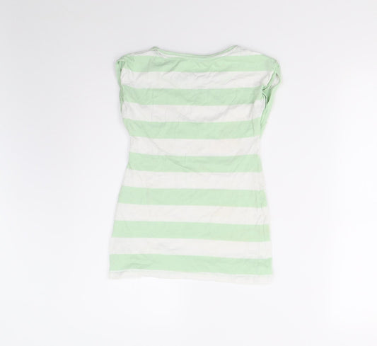 John Lewis Girls Green Striped Basic T-Shirt Size 10 Years