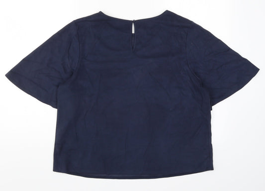 Papaya Womens Blue Basic T-Shirt Size 14