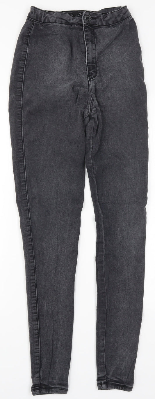 Additional front view of Missguided women’s grey denim skinny jeans, size UK 10, 31-inch leg
