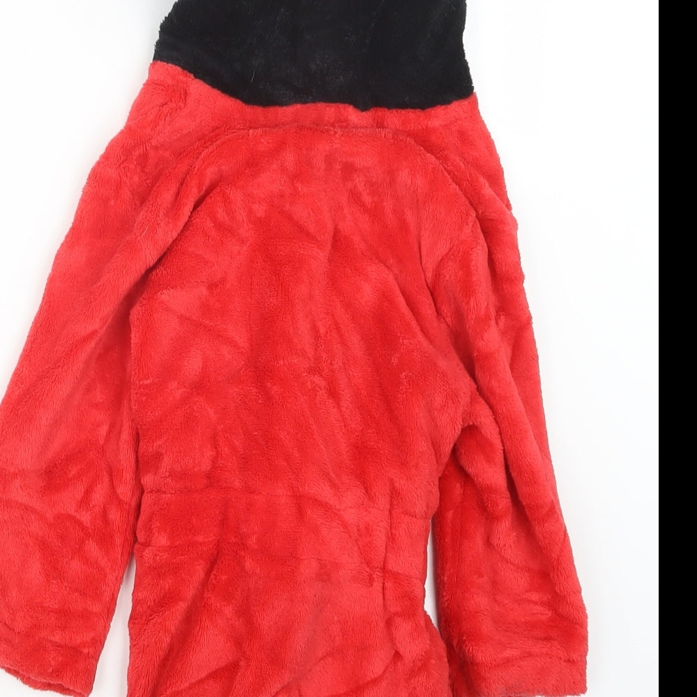 Brand and care label for George boys’ red geometric babydoll robe, size 18-24, months
