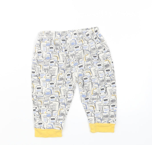 TU Boys White Geometric Capri Trousers Size 9-12 Months