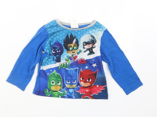 Preworn Boys Blue Geometric Babydoll Pyjama Top Size 18-24 Months