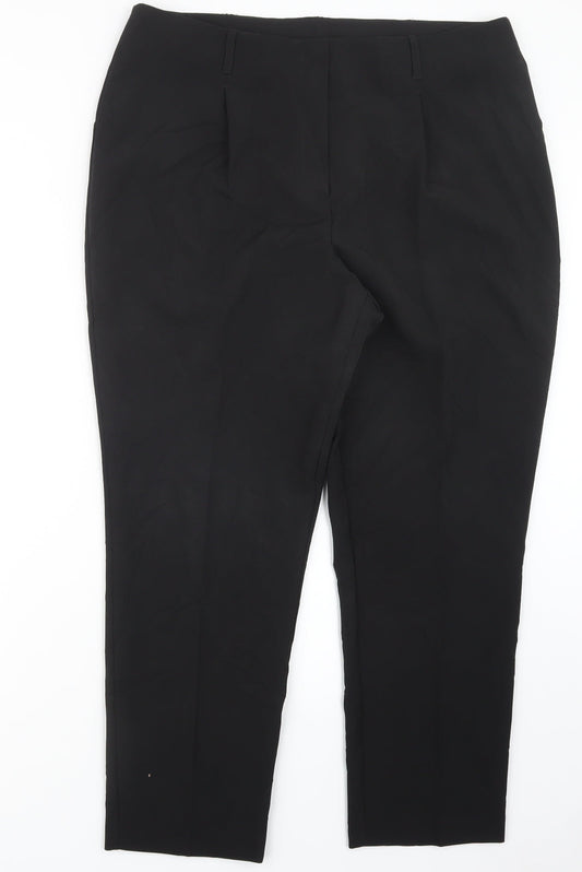 Womens UK Size 16 M&Co Regular Fit Black Trousers