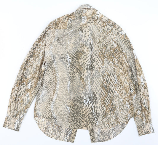 Womens UK Size 10 H&M Beige Basic Button-Up