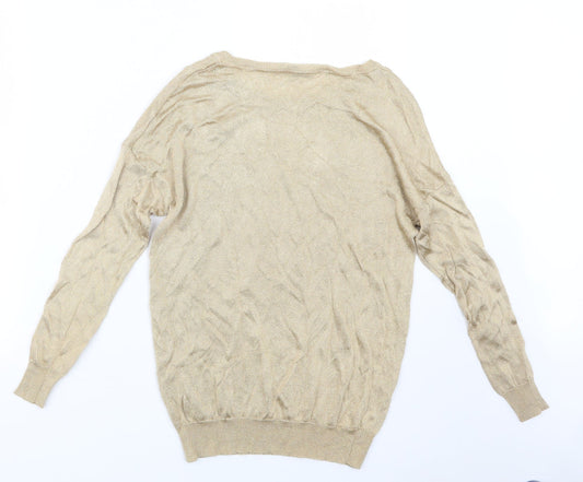 Womens UK Size M Oasis Gold Pullover Jumper