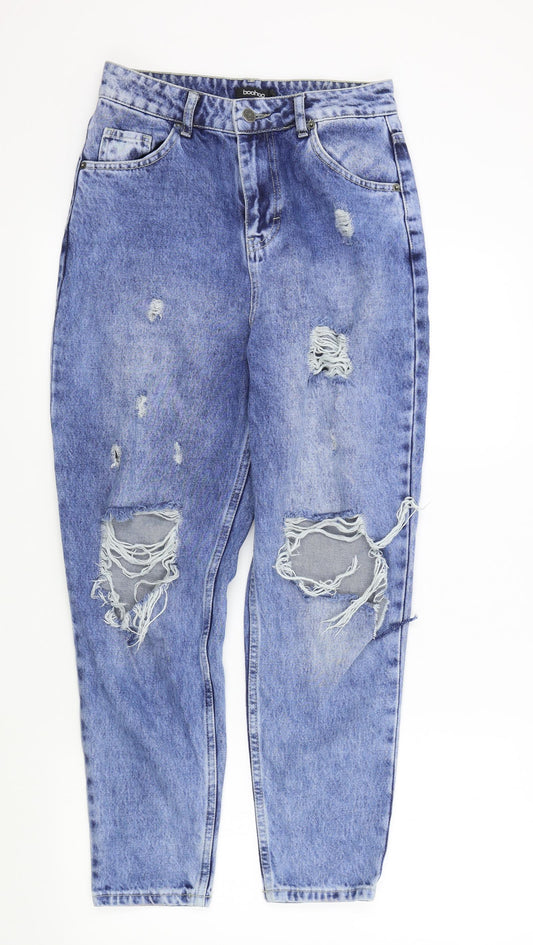 Womens UK Size 10 Boohoo Regular Fit Straight Blue Jeans