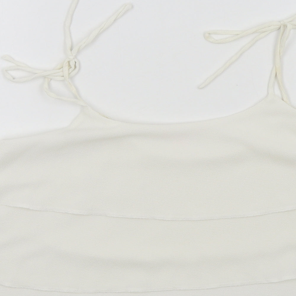 Miss Selfridge Womens White Colourblock Basic Blouse Size 10