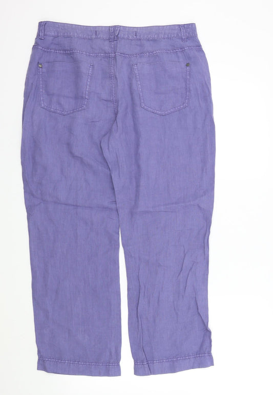 Womens UK Size 12 M&S Regular Fit Blue Trousers