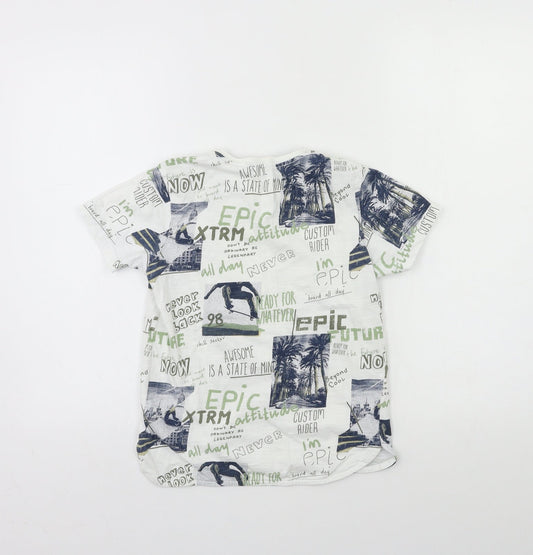 George Boys White Geometric Basic T-Shirt Size 8-9 Years