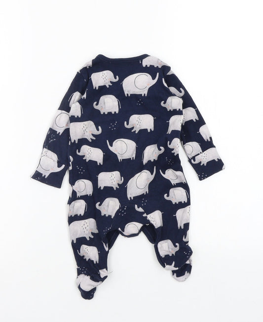 Asda George Baby Blue Animal Print Babygrow One-Piece Size 0-3 Months