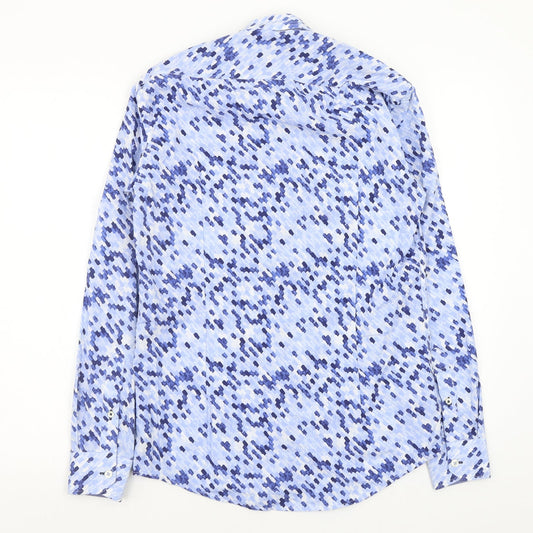 steel&jelly Mens Blue Geometric Button-Up Size S