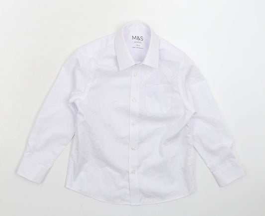 Marks and Spencer Boys White Basic Button-Up Size 5-6 Years - School