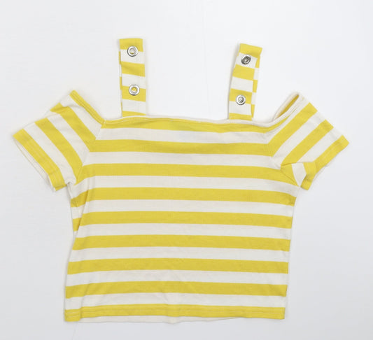 Atmosphere Womens Yellow Striped Basic T-Shirt Size 16