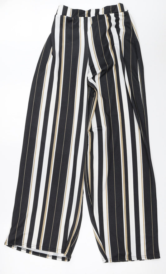 Select Womens Black Striped Trousers Size 8 L30 in
