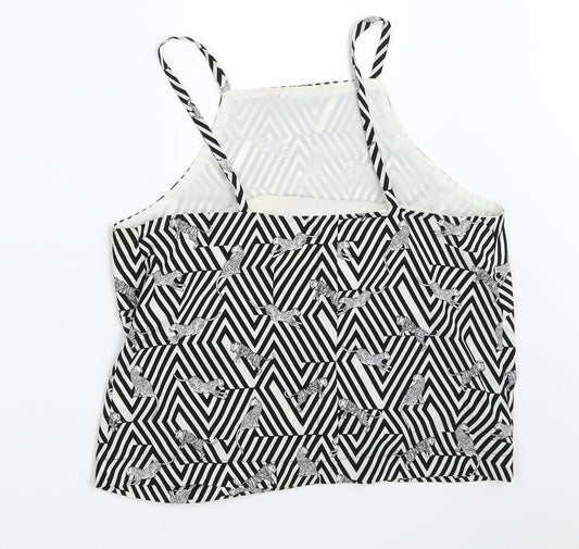 Topshop Womens White Geometric Basic Blouse Size 8