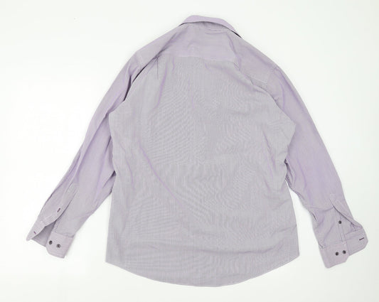 Taylor & Wright Mens Purple Striped Dress Shirt Size 15.5 - Easy Iron